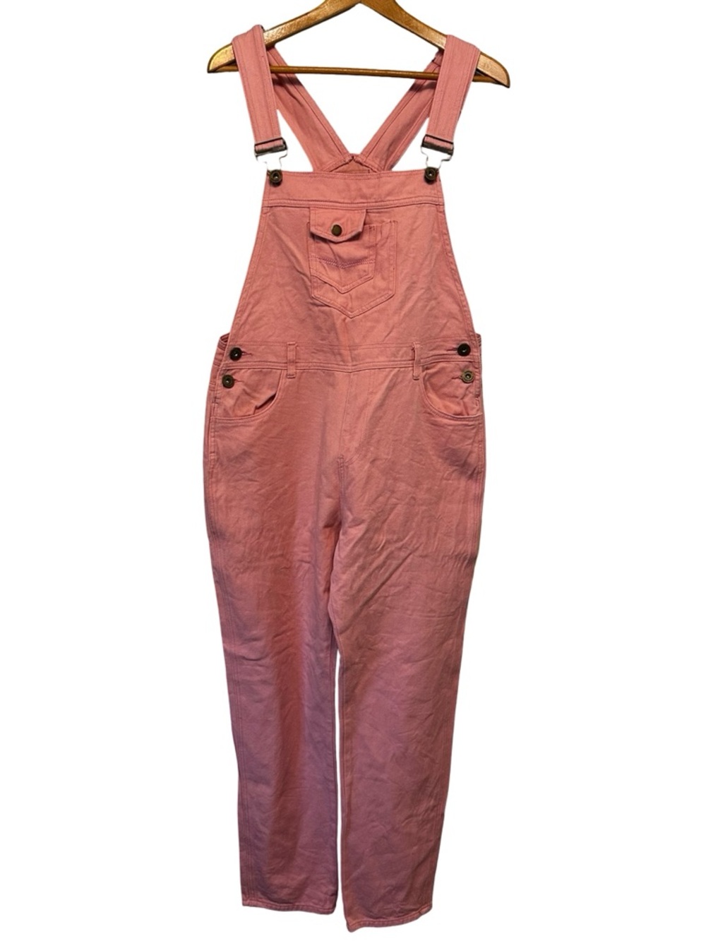Anna Kaci Pink Denim Overalls Bibs Size Large Cotton Country Garden Farm Boho